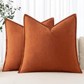 MIULEE Decorative Linen Pillow Covers 18x18 Inch Burnt Orange | Boho Farmhouse​ by MIULEE