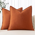 MIULEE Decorative Linen Pillow Covers 20x20 Inch Burnt Orange | Boho Farmhouse​ by MIULEE
