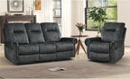 EBELLO 2 Pieces Reclining Couch Furniture Set for Living Room, 1 Seat Power Recliner and a 3 Seater Sofa, Vintage Rivet Mid-Century Design for Living Room, Grey