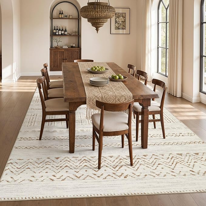 cotiled Boho 5x8 Area Rugs for Living Room: Soft Moroccan Washable Rug | Solve - Image 7