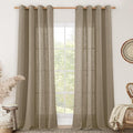 Taupe Sheer Linen Curtains for Living Room 84 inch Length, Light Filtering Semi by LAMIT