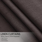 Cocoa Coffee Linen Blend Light Filtering Back Tab Curtains 96 Inches Long - Image 2