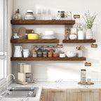 Heimlove 55 Inch Floating Shelves for Wall,10 Deep Large Rustic Brown Wall Shelf with Heavy Duty Brackets,Mounted Storage & Display Shelves for Bedroom,Living Room,Kitchen,Office,Set of 2