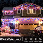 Icicle Christmas Lights Outdoor - 33ft 400 LED Icicle Lights for Outside with 75 Drops, Waterproof Plug in Christmas Light with Timer for Party, Holiday, Wedding, Christmas Decoration, Multicolor