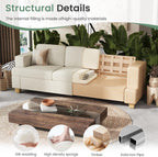 2 Piece Set Comfy Sofa Couch, 2 3-Seater Sofa with Deep Seats, Modern Sleeper Couch for Living Room, Beige Chenille