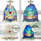 TEEZWONDER Anniversary Couple Gifts for Men Women - Suncatcher Christmas Ornaments 2025 Tree Decorations with Card - Penguin Gifts for Her Him, Husband Wife Birthday Gift Ideas Christmas Decorations