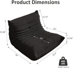 Bean Bag Chair, Oversized Bean Bag Chair for living Room, Fireside Chair for adults with Memory Foam Filled, Big Accent Sofa Lounge Floor Sofa for Gaming, Reading, Relax, No Assembly Required. (Black)