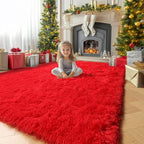 Amdrebio Red Christmas Fluffy Big Area Rug 6x9 - Image 5