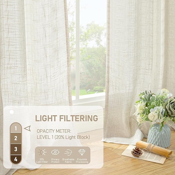 Natural Linen Curtains 84 Inches Long - Image 4