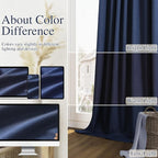 Navy Blue 100% Blackout Curtains 96 Inch Length 2 Panels Set - Image 7