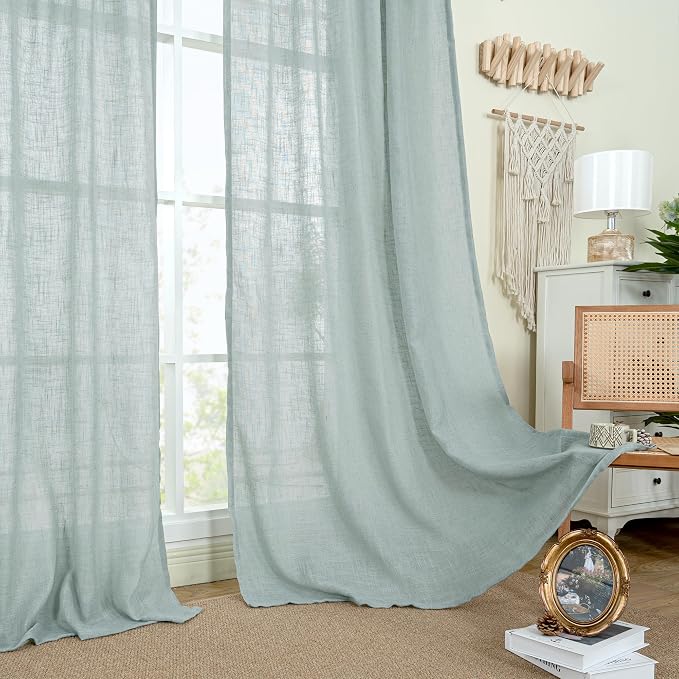 Short Window Linen Curtains 36 Inch Length 2 Panels, 34x36 Inch | Kitchen - Image 9
