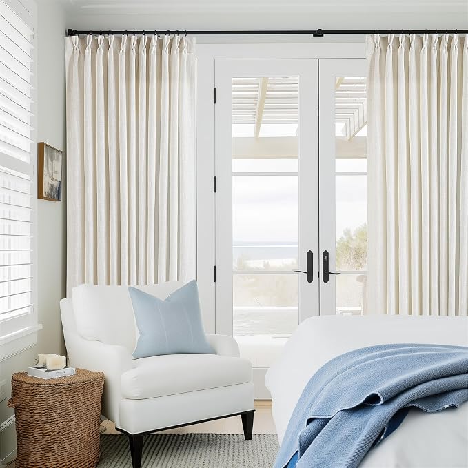 Natural Extra Wide Pinch Pleat Linen Curtains 70x84 Inches Long | 70 Inch Wide - Image 8