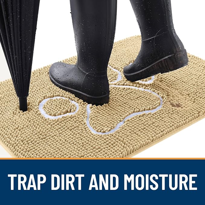 OLANLY Dog Door Mat for Muddy Paws 32x20, Paw Print Design Chenille Mud Mat | - Image 2