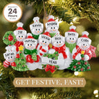 Personalized Large Family of 9 Ornament 2025 | Free 24h Customization | Laser Engraved Snowman Christmas Ornaments for Tree | Custom Gift Wrapped Festive Holiday Keepsake for Nine Persons