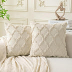 Set of 2 Soft Moroccan Throw Pillow Covers 18x18 Inch Plush Boho Decorative by Cozoomy