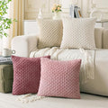 Set of 4 Pink Beige White Decorative Throw Pillow Covers 20x20 Inch Corduroy by Cozoomy