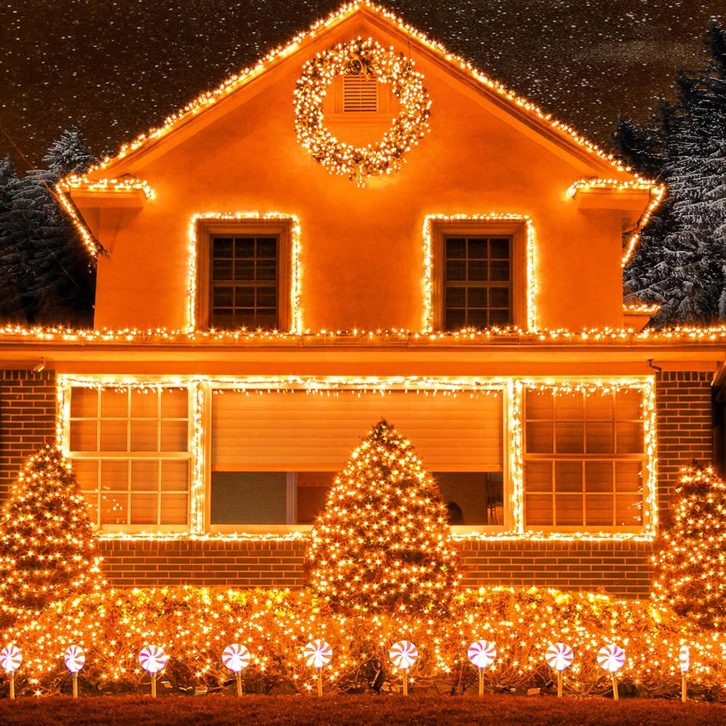 120 LED Orange Halloween Lights, 40 FT Halloween Lights Outdoor Clear Wire with 8 Modes, Plug in Waterproof Orange Fairy String Light for Indoor Christmas Halloween Thanksgiving Decorations