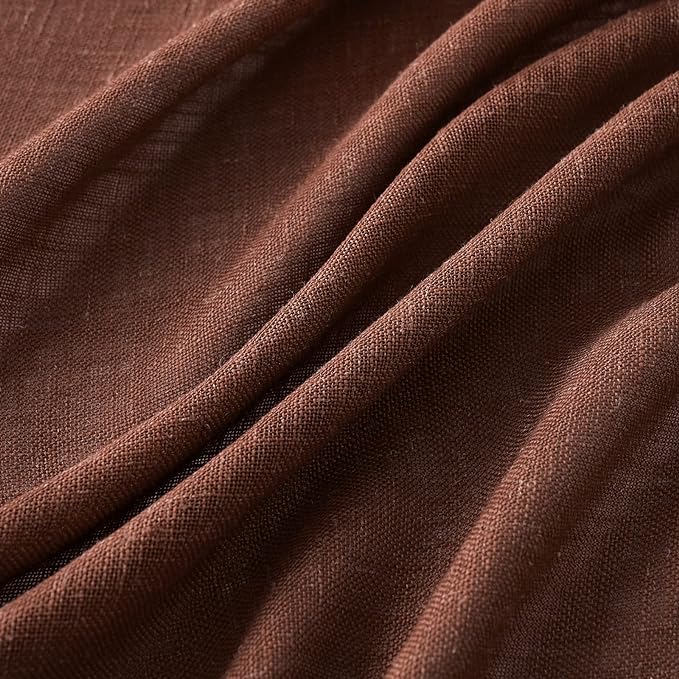 MIULEE Chocolate Brown Linen Curtains 52x96 Inch - Image 4