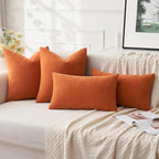 MIULEE Fall Orange Chenille Couch Lumbar Throw Pillow Covers, 12x20 | Set of 2 - Image 4