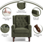 Lumibee High Back Accent Chair,Upholstered Wingback Armchair with Solid Wood Legs for Small Spaces,Comfy Single Sofa Chair for Living Room,Bedroom,Office-Green