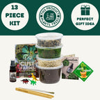 Cute Farms Terrarium Starter Kit | Moss, Vermiculite, Soil, Pebbles, Plant Food, Finishing Tools, Build and Care Guide | DIY Succulent Terrarium for Adults and Kids (Medium)