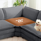 ROWHY 113'' Modular Sectional Cloud Couch, 5 Seater Corner Sofa Big Comfy Corduroy Oversized L Shaped Couch with 2 Pillows, Ottoman, Deep Seat Sectional Couches for Living Room Office, Dark Grey