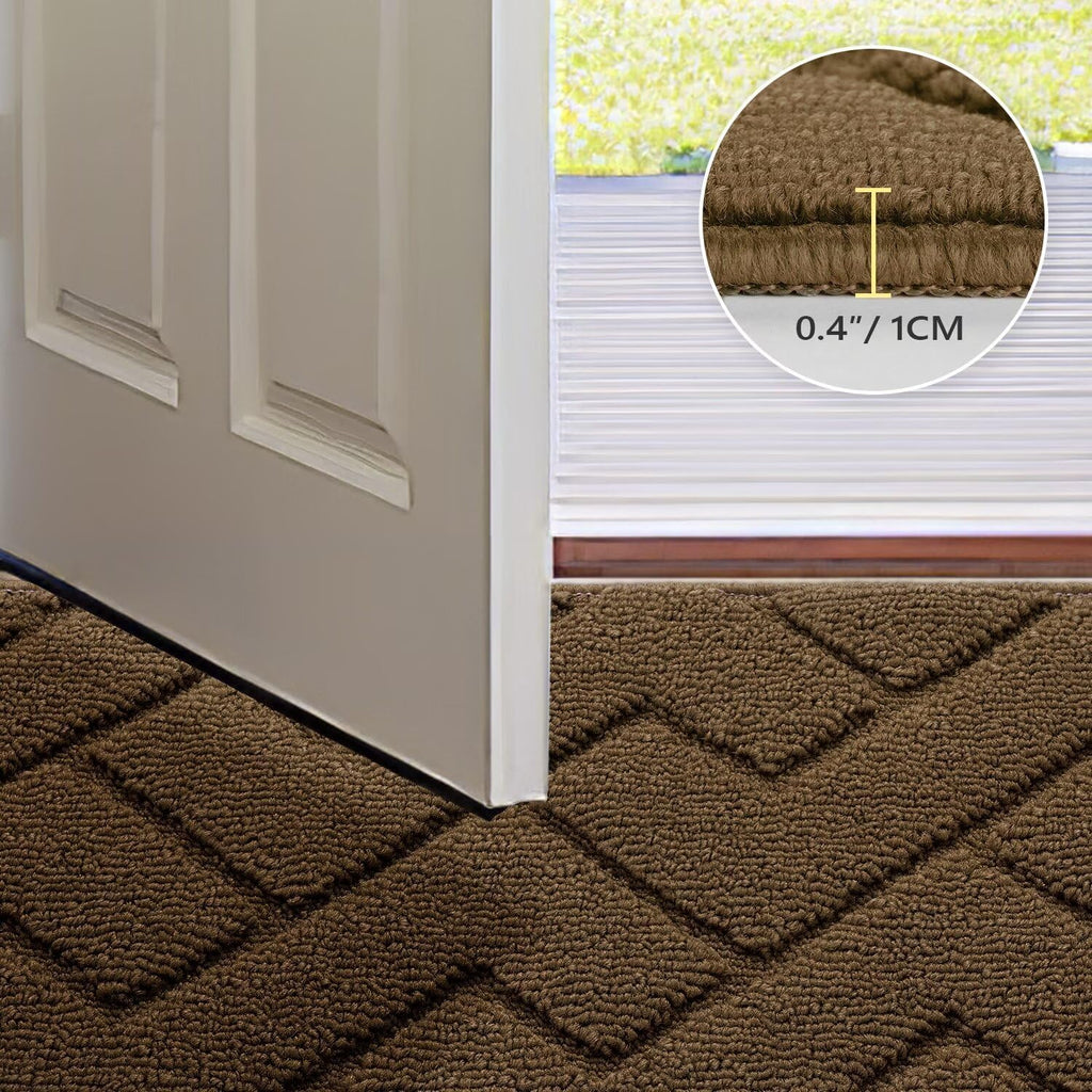 hicorfe Front Door Mat Outside Entrance,24"x35" Absorbent Muddy Dirt Resist Welcome Door Mats Outdoor Indoor,Stain and Fade Resistant,Non Slip Backing Entry Mat Doormat for Entryway (Dark Brown)