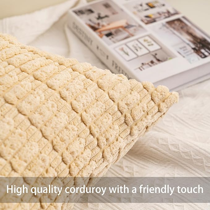 Aegero Pack of 2 Corduroy Decorative Throw Pillow Covers 12x24 Inch - Image 2