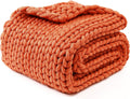 YnM Chunky Throw Blanket, Medium-Weight, Hand Knitted, Skin Friendly, Ventilated and Breathable, Machine Washable, Home Décor Piece for Couch, Sofa and Bed (Exotic Orange, 40x50 Inch)