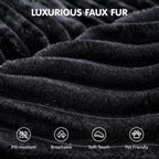 ovios 58" Oversized Round Chair Lounge Chaise Indoor, No Assembly Required, Cloud Large Circle Chair with Plush Fuax Fur, Fluffy Modern Sleeper Sofa Bed for Reading Yoga, Black (Plush Corduroy Fabric)