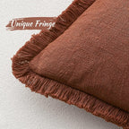 MIULEE Linen Fringe Decorative Fall Throw Pillow Covers Late Autumn 18x18 | Set - Image 7