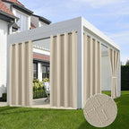 HolidayIdeas Linen Outdoor Curtains for Patio Waterproof-4 Panels Cream Outside Gazebo Curtains 54"x95"-Indoor/Outdoor Curtains Weighted Weatherproof, Privacy for Pergola, Porch, Cabana, Livingroom