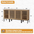 Farmhouse TV Stand for TVs up to 70 Inch, Entertainment Center TV Console with Storage Cabinets and Glass Doors,Media Console for Living Room,Oak