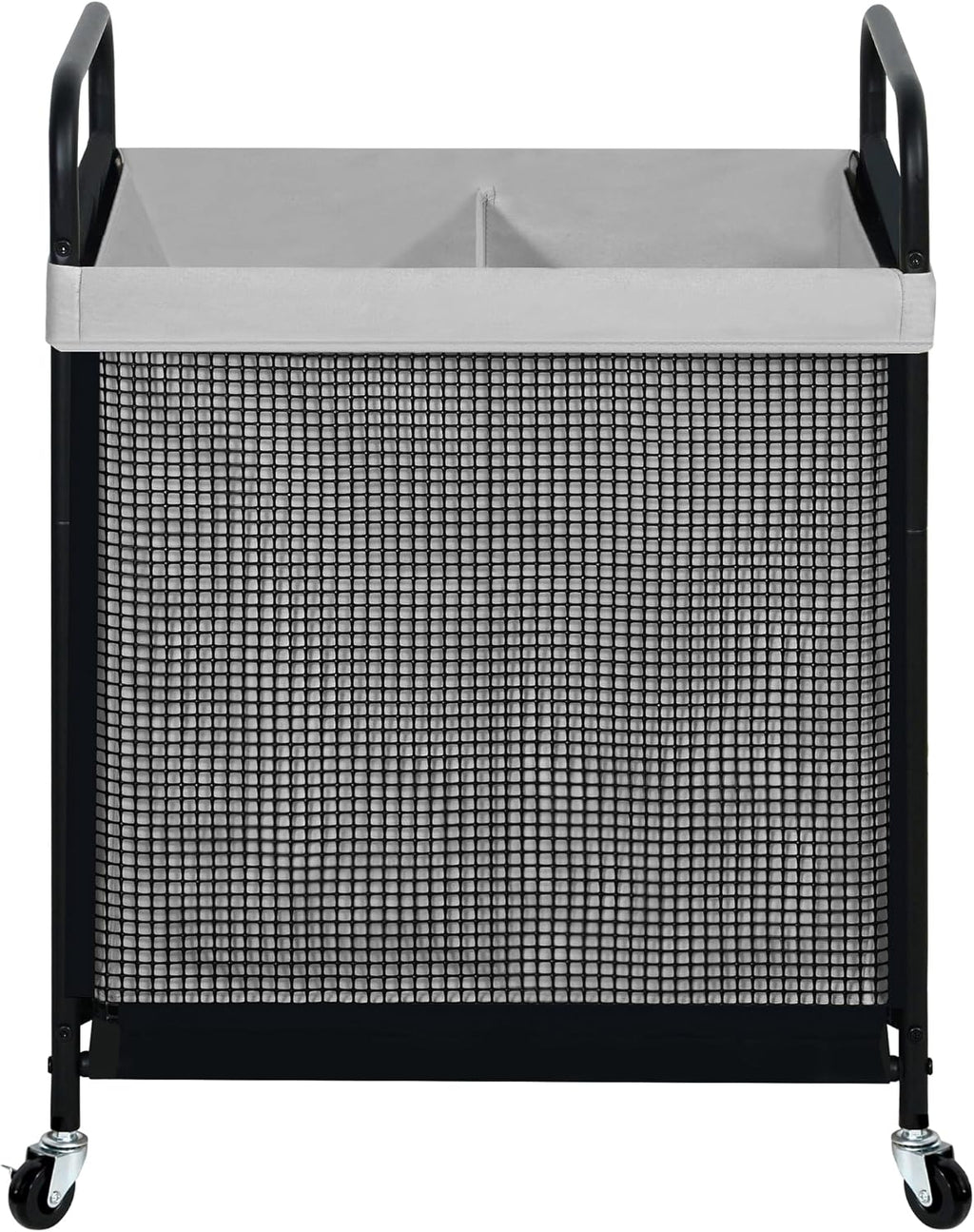 STO STO Laundry Hamper 2 Section, 100L Rolling Laundry Sorter Cart with Removable and Washable Liner Bag, Rolling Clothes Hamper with Metal Handle for Laundry Room and Bedroom, Gray