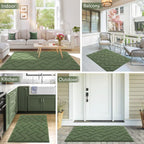 hicorfe Indoor Door Mat,Non Slip Door Mats,32"x48" Front Back Door Mat Rubber Backing,Absorbent Resist Dirt Entrance Inside Floor Mats for Entryway Washable Low-Profile(Green)