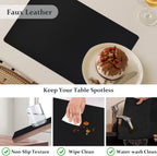 FROMHEART Faux Leather Placemats Set of 8–Waterproof,Heat/Oil Stain-Resistant PU Table Mat–Reversible,Non-Slip,Easy to Clean Place Mats for Kitchen,Dining,Indoor/Outdoor,(Black,11.8" x 17")