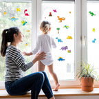 40 PCS Dinosaur Thick Gel Clings Dinosaurs Window Gel Clings Decals Stickers for Kids Toddlers and Adults Home Airplane Classroom Nursery Winter Dinosaurs Party Supplies Decorations Removable and