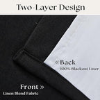 Black Pleat Linen Blackout 102 Inch Curtains - Image 4