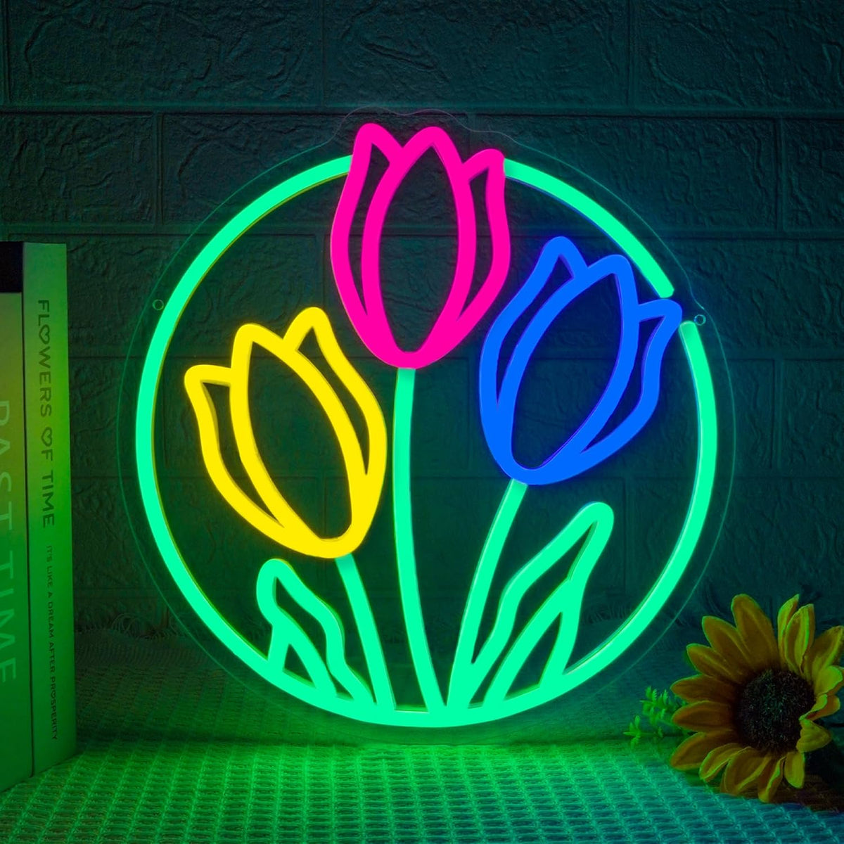 Tulip Neon Sign Flower Neon Lights for Wall Decor Vibrant Flower Shaped Light-up Sign for Girls Bedroom Teen Room living Room Dormitory shop Perfect Valentines Mothers Day Birthday Gift