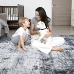 8x10 Area Rug Living Room Rug: Washable Modern Abstract Soft Thin Rug Indoor - Image 9