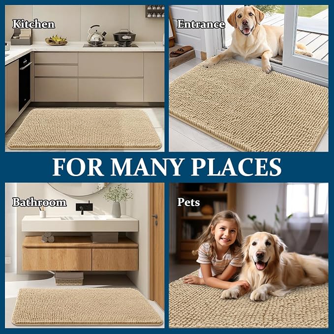 OLANLY Dog Door Mat for Muddy Paws 47x20, Super Absorbent Chenille Mud Mat | - Image 8