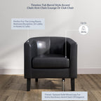 BELLEZE Accent Barrel Chair, Set of 2 Faux Leather Round Club Tub Sofa Corner Chair with Flared Legs and Cozy Soft Padding for Living Room Bedroom Waiting Room - Black