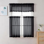 Chyhomenyc Sheer Curtains 36 Inch Length, Short Voile Sheer Window Curtians - Image 2