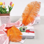 THARAHT Orange Ostrich Feathers 24pcs Natural Bulk 8-10Inch 20cm-25cm for Crafts Wedding Party Centerpieces Halloween and Home Decoration Feathers