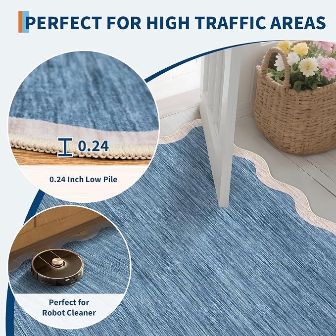 GarveeHome Scalloped Area Rug 4x6 Washable Rug Non Slip - Image 6