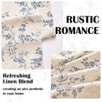 Blue Vintage Floral Linen Curtains Farmhouse 38W X 84L 2 Panels | Elisa Series - Image 4
