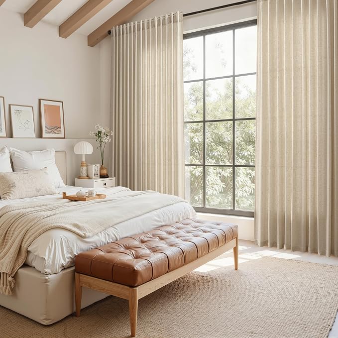 Taupe Burlywood Linen Curtains 84 Inch Length - Image 8