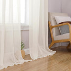 Simplebrand Natural Linen Textured Sheer Curtains 84 inches Length 2 Panels Set - Image 8