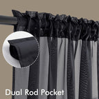 MIULEE Black Short Sheer Curtains 45 Inches Long 4 Panels 42 x 45 Inches | - Image 3