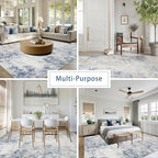 8x10 Washable Area Rugs for Living Room, Dining Room- Blue Beige | Modern - Image 5